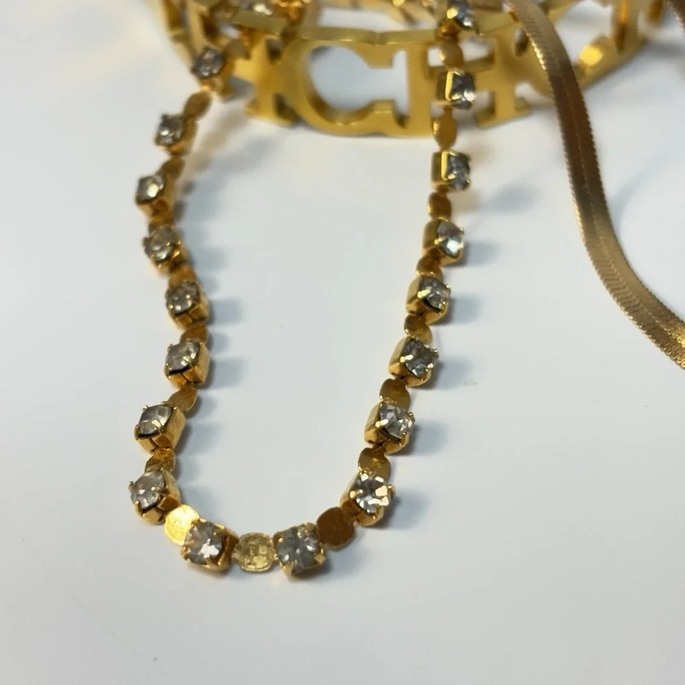 Fashion Bracelet Lot Gold Tone Lightweight Chains Hinge Clamper Glam - Picture 4 of 11